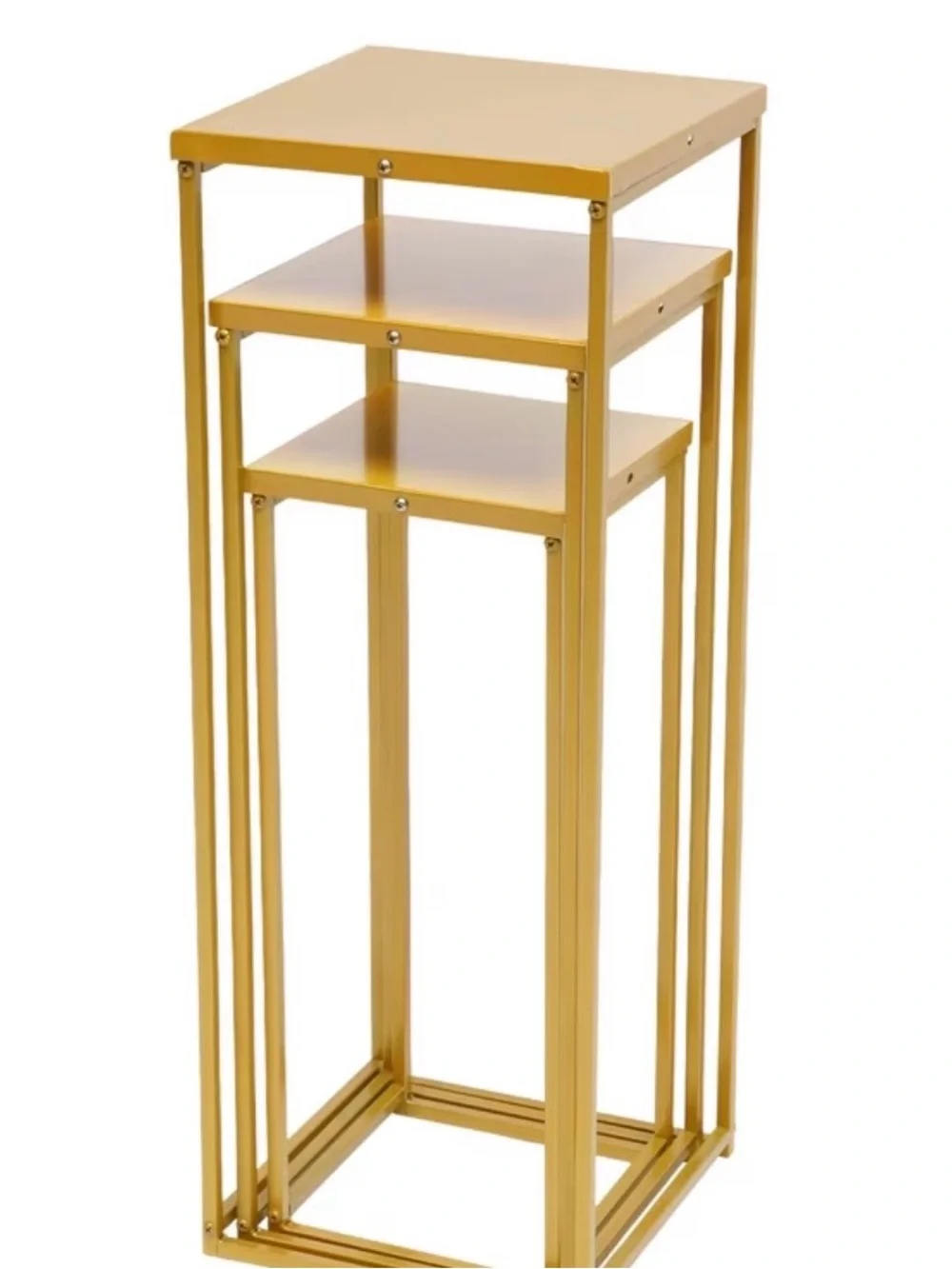 Piece Gold Metal Wedding Pedestal Stand Set 27.5” / 23.6” / 19.7”